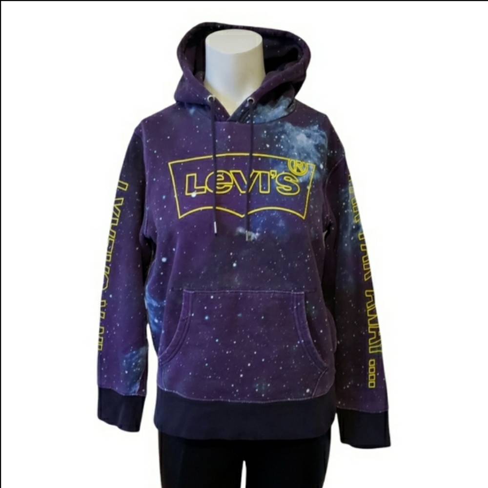 Levi's Star Wars small galaxy outerspace purple yellow hoodie sweatshirt